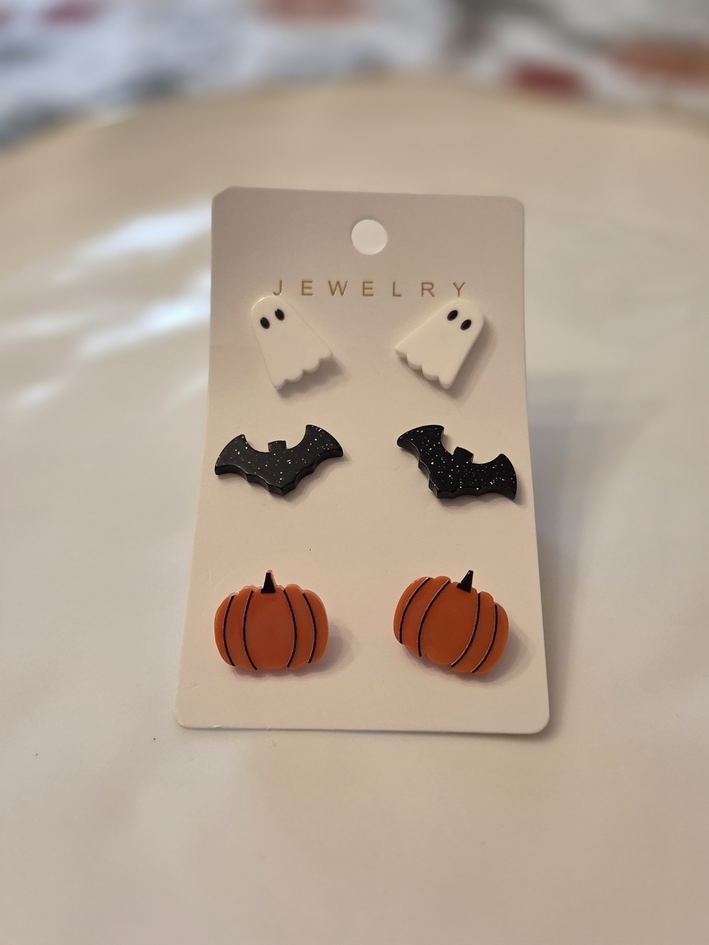 Halloween Earring Set - Orange Pumpkin, White Ghost & Black Bat